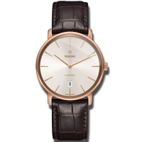 Rado Mens DiaMaster Automatic Thinline Brown Leather Strap Watch R14068026