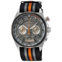 Seiko Mens Chronograph Black & Orange Nylon Strap Watch SSB403P1